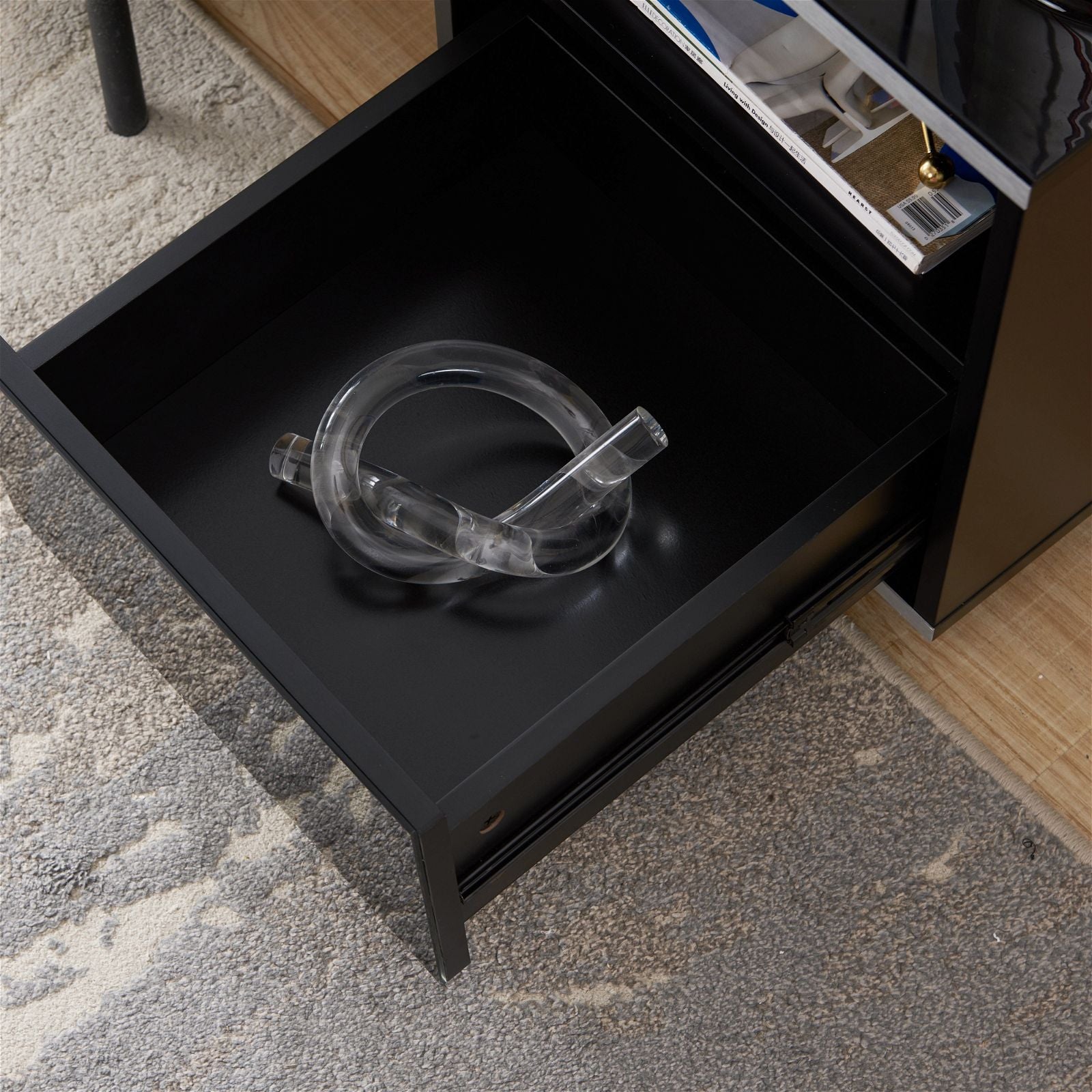 TITAN Modern Side Table - Black End Table for Living Room, Bedroom, or Office - Small Accent Table with Sturdy Metal Frame - Perfect for Coffee, Books, and Decor