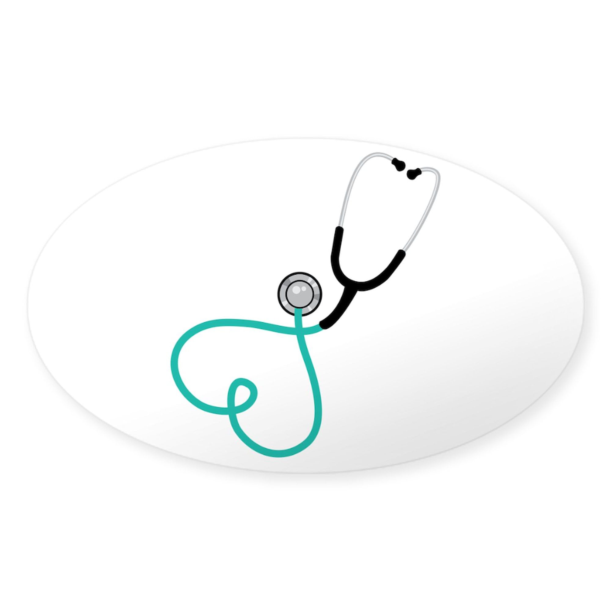 Heart Stethoscope Car Sticker - Oval Bumper Decal for Medical Professionals
