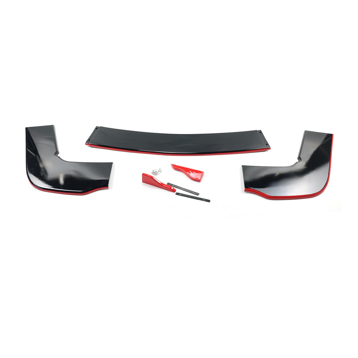 Glossy Black & Red Line Front Lip Splitter Spoiler Kit for Dodge Challenger SXT/SRT/Hellcat (2012-2022) - 3PC Bumper Lip Set - Aggressive Styling & Street Performance Upgrade