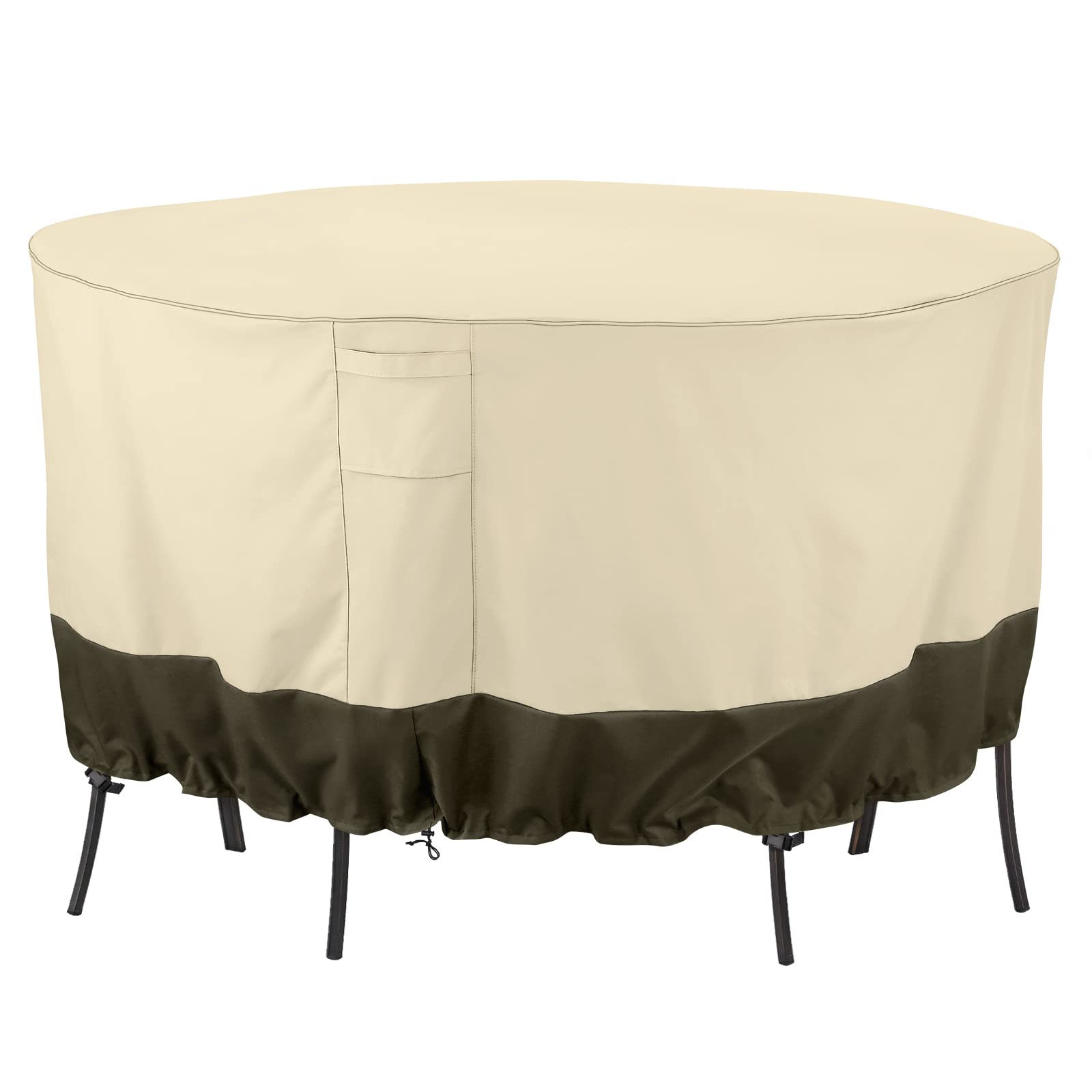Waterproof Outdoor Patio Furniture Covers for Round Table & Chairs Set - UV Resistant, Anti-Fading, 72-Inch Diameter (Beige/Olive) - Perfect for Backyard, Garden & Deck Protection Against Rain, Sun & Weather Damage