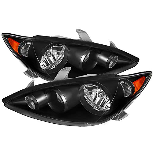 2005-2006 Toyota Camry Black Clear Headlights with Amber Signal Lamps - Compatible with Base, LE, SE & XLE Models | Direct Fit Replacement | Improved Nighttime Visibility for Safer Driving