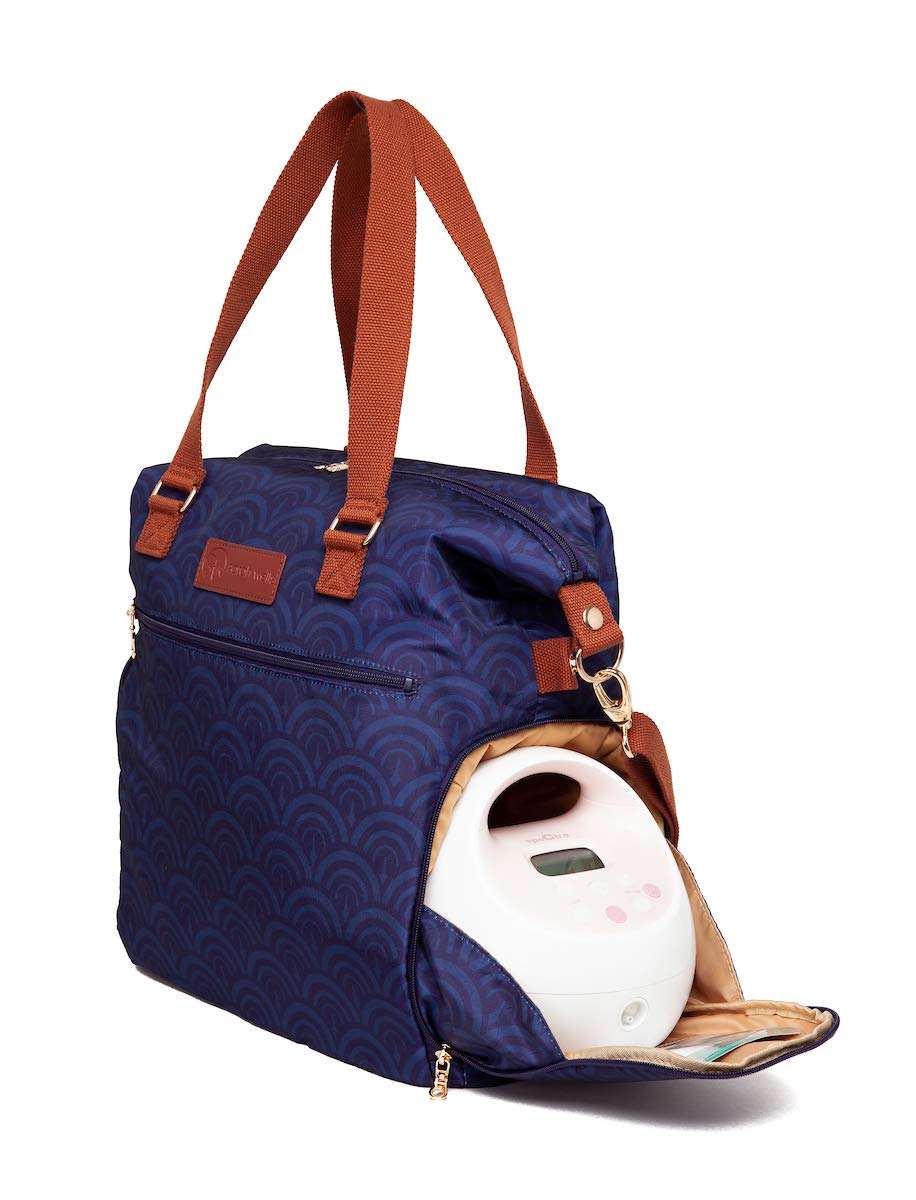Sarah Wells Lizzy Breast Pump Bag - Insulated Cooler Pocket for Spectra, Medela & More Breast Pumps - Stylish Deco Design for Working Moms & Nursing on the Go