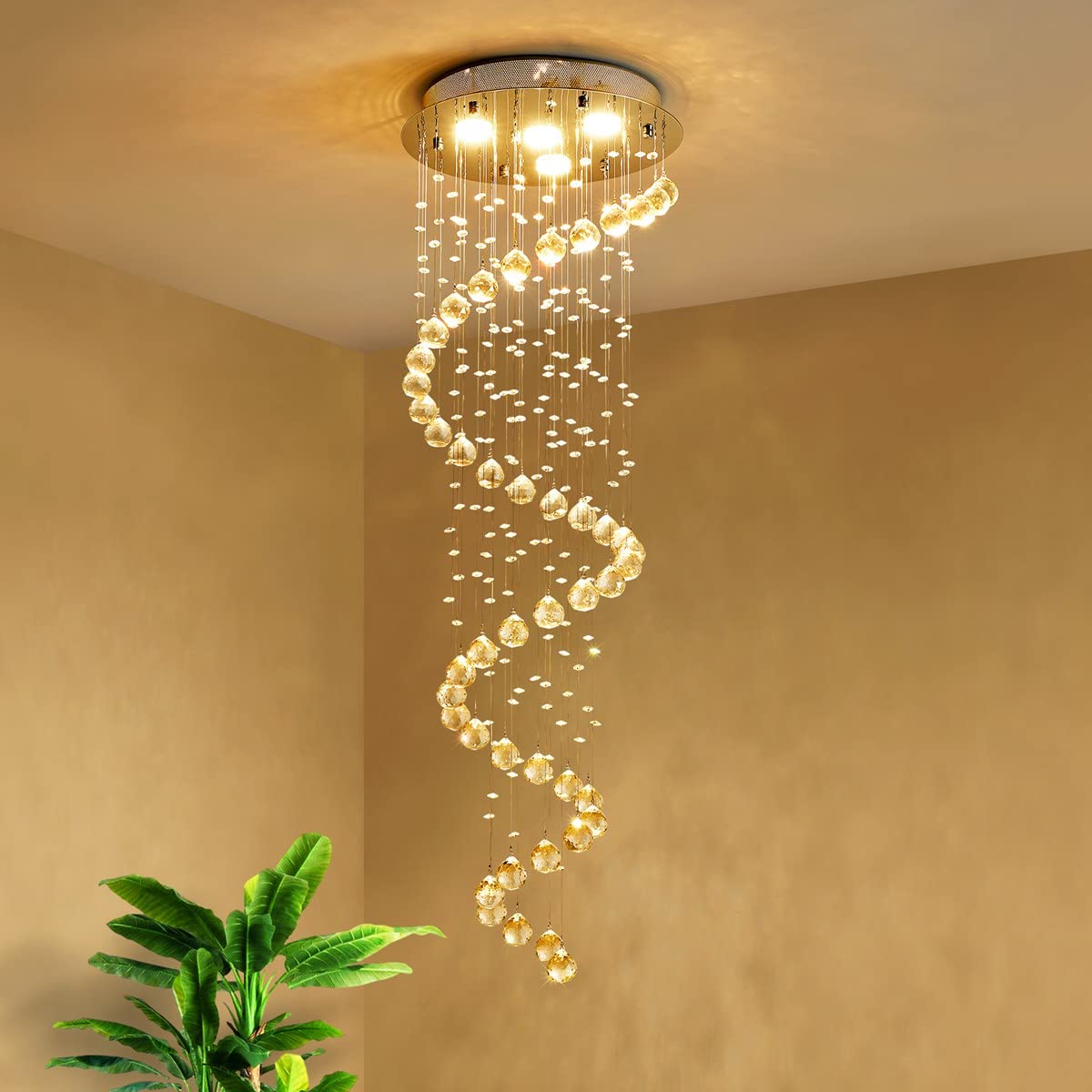 Saint Mossi 5-Lights Modern Raindrop Crystal Chandelier - K9 Crystal Height Light Fixture with Chrome Finish for Dining Room, Living Room, Foyer | Elegant Home Decor & Ceiling Lighting for Parties, Weddings, Dining Areas