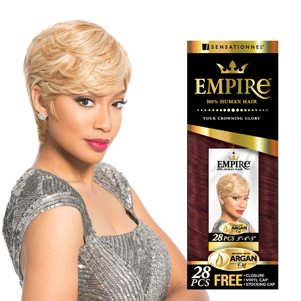 EMPIRE 100% Human Hair Extensions 28-Piece Set for Volume & Length - Clip-In Remy Hair for Daily Styling & Special Occasions