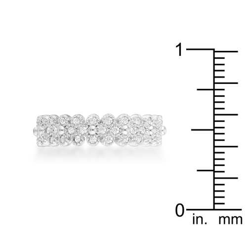 1ct CZ Eternity Ring for Women - Rhodium Plated Textured Bezel Set Wedding Band - Perfect for Anniversary, Engagement & Special Occasions