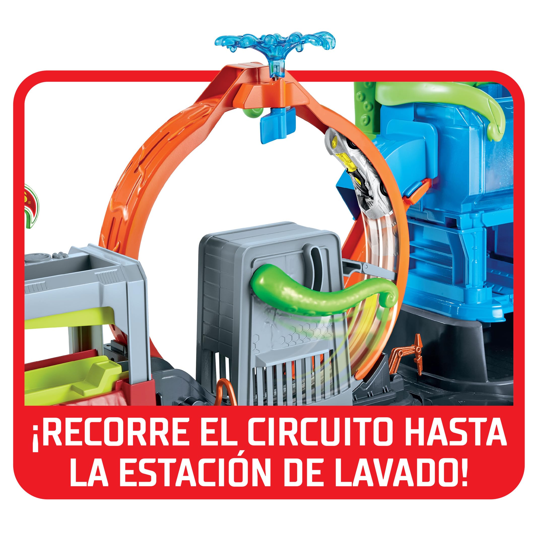 Hot Wheels Octopus Car Wash Toy Track Set - Green Stunt Playset for Kids | Perfect for Indoor & Outdoor Racing Fun