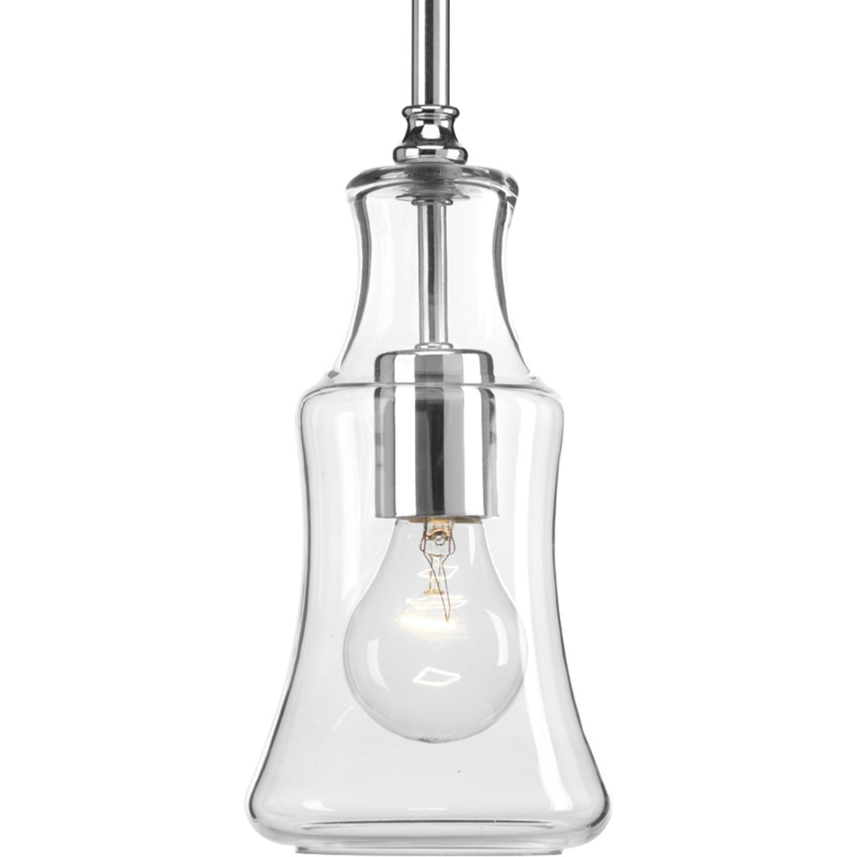 Litchfield Collection Clear Glass Pendant Light Fixture - Modern Single Bulb Hanging Light for Kitchen Island, Dining Room, or Entryway