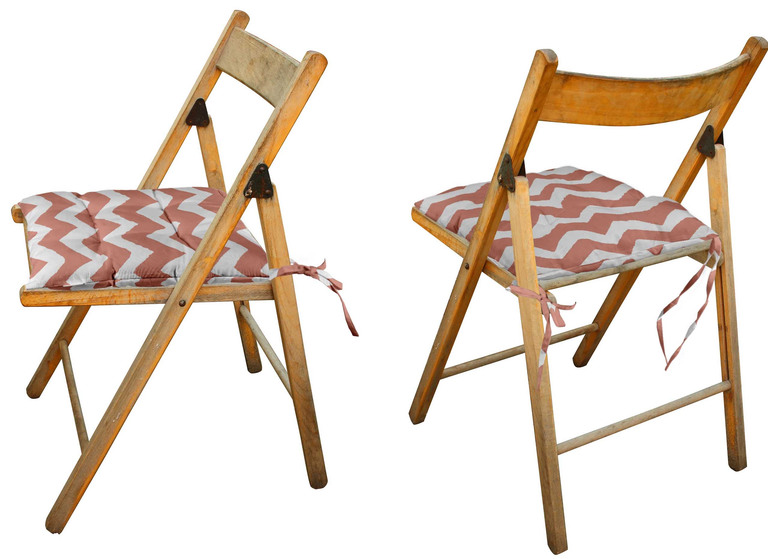 Waterproof Tufted Square Patio Cushion Set of 2 - 19-inch Indoor/Outdoor Furniture Seat Cushions in Orange Chevron Print | Perfect for Garden Chairs, Poolside Loungers & Outdoor Dining Sets