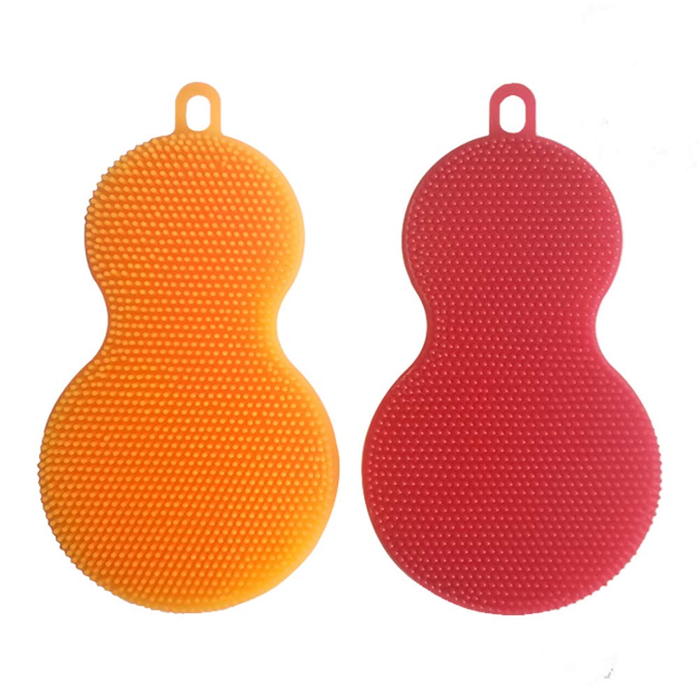 Food Grade Silicone Sponge Brush (3 Pack) - BPA Free, Heat Resistant for Dish Washing & Kitchen Cleaning