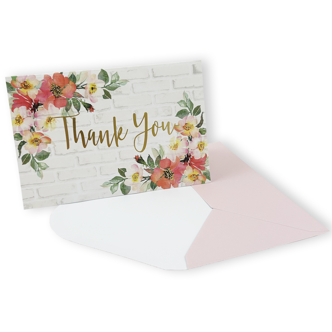 Bricks and Blossoms Thank You Note Cards - Elegant Floral Stationery for Weddings, Baby Showers & Appreciation Gifts