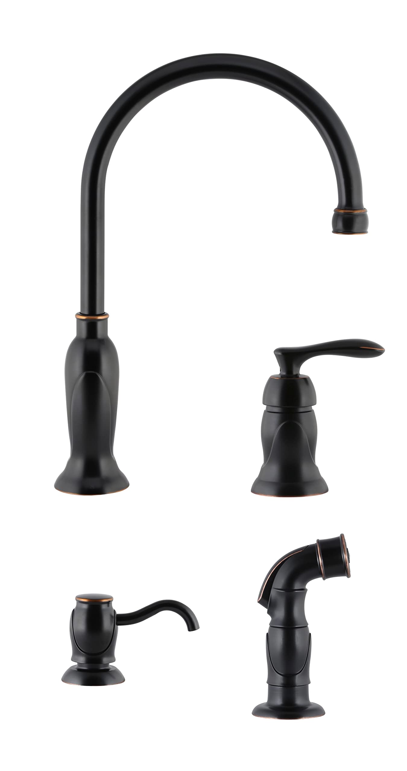 Design House 525790 Oil Rubbed Bronze Kitchen Faucet with Pull-Down Sprayer & Built-In Soap Dispenser - 9.75