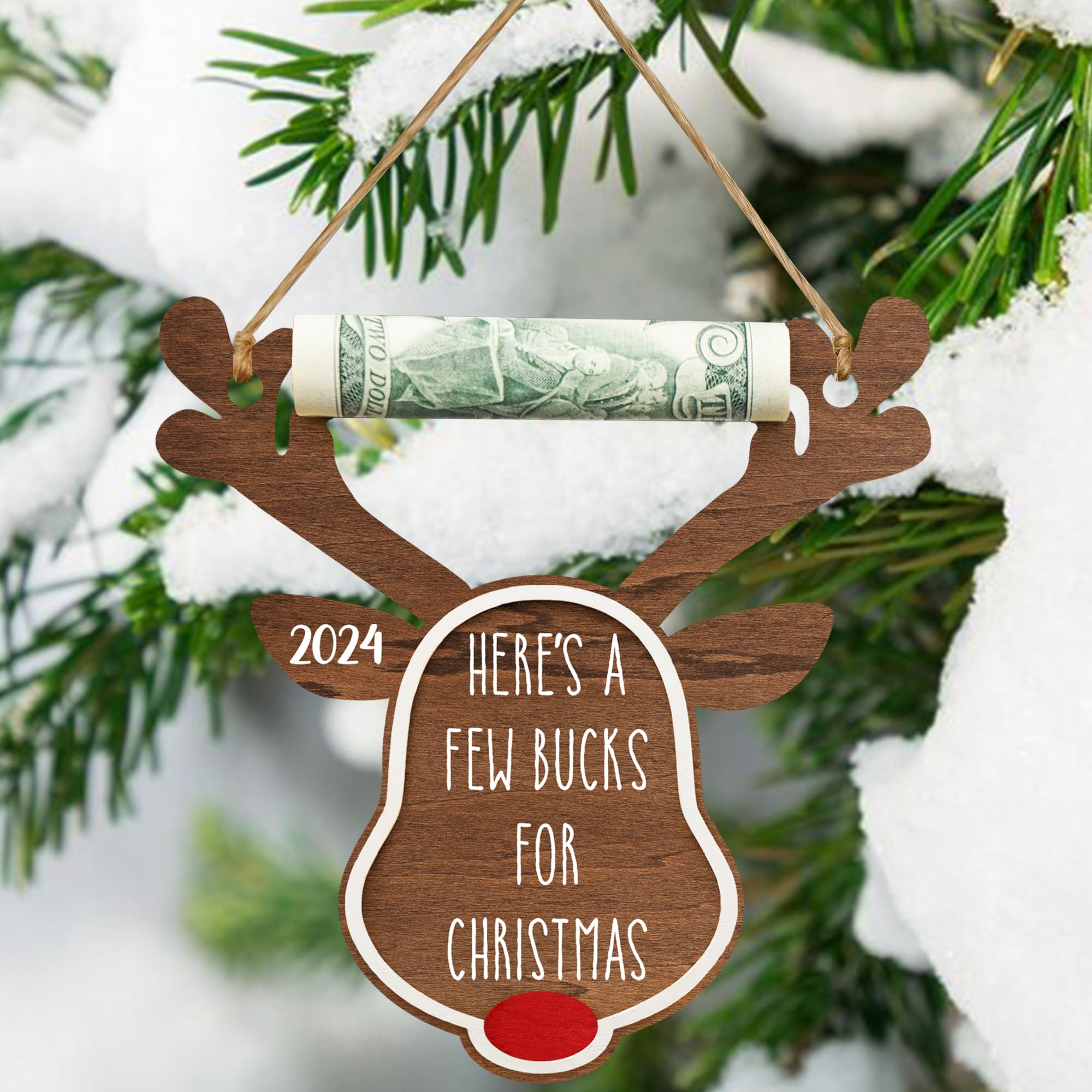 Handcrafted Wooden Christmas Money Holder for Kids - Unique Cash Gift Box for Ages 3-9 - Perfect Stocking Stuffer & Thanksgiving Present (Brown Rudolph Design) - Ideal for Holiday Gifting, Birthday Presents & Special Occasions