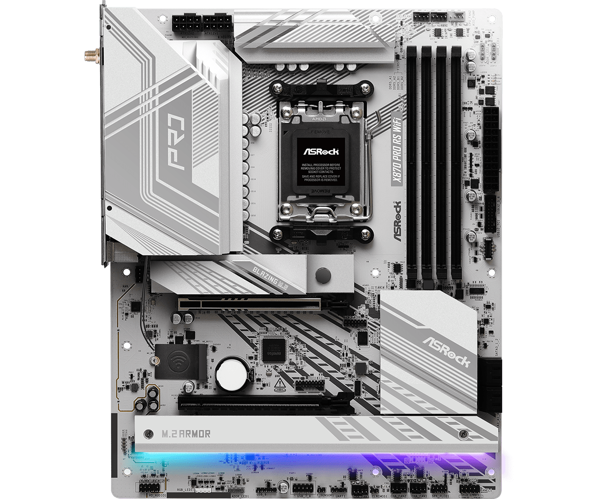 ASRock X870 Pro RS WiFi Motherboard - AMD AM5 Socket, DDR5, PCIe 5.0, Dual M.2, 2.5G LAN - Perfect for Gaming PC & Content Creation Workstation