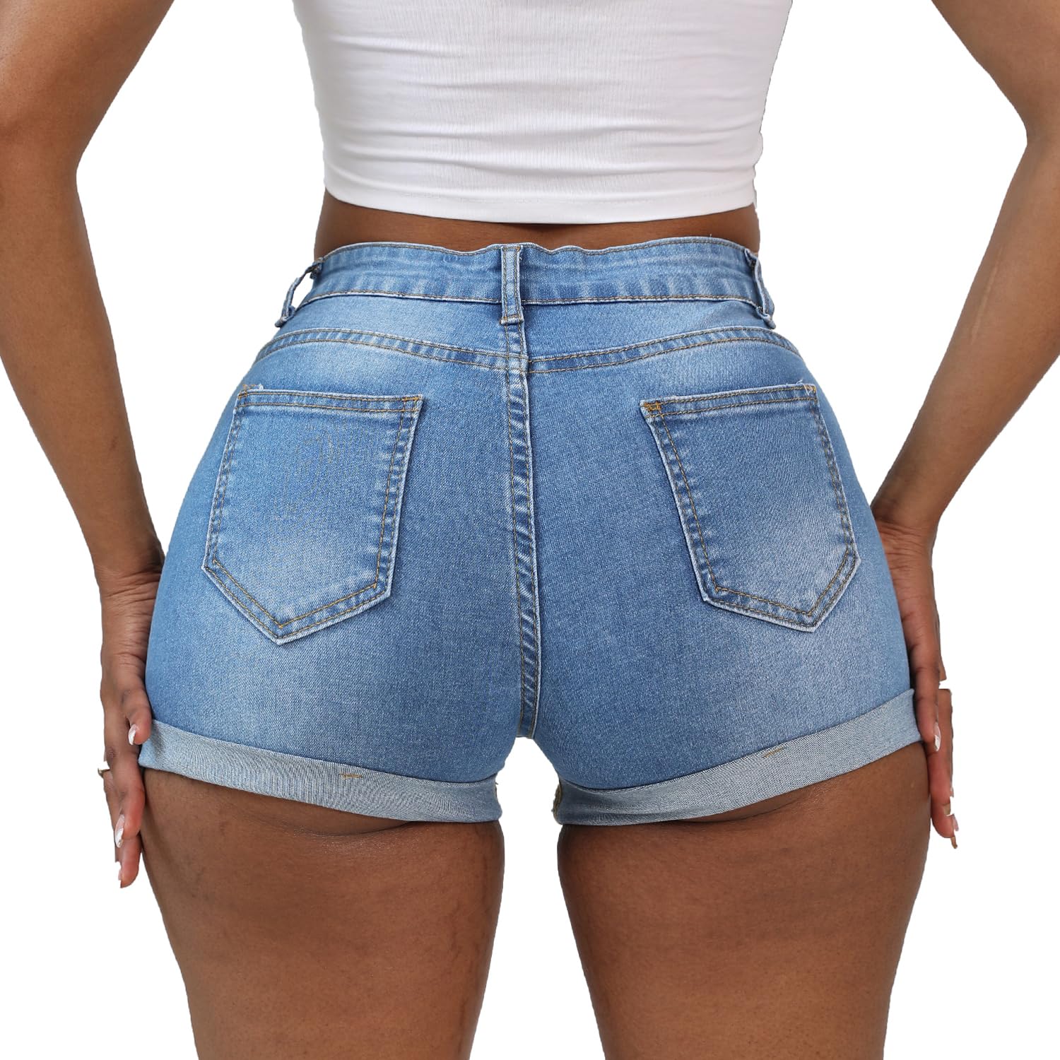 Women's Ripped Denim Shorts - Stretchy & Comfy Fringed Jean Shorts for Summer | Casual Wear, Beach Outfits, and Street Style