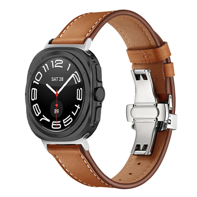 Premium Genuine Leather Bands for Samsung Galaxy Watch Ultra - Stylish, Durable & Comfortable Replacement Straps for Work, Gym & Everyday Wear
