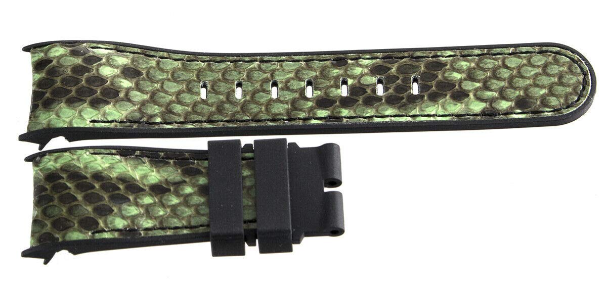 Corum Authentic 22mm x 18mm Black Green Rubber Watch Band Strap - Durable Replacement Strap for Luxury Watches, Perfect for Swimming, Sports & Everyday Wear