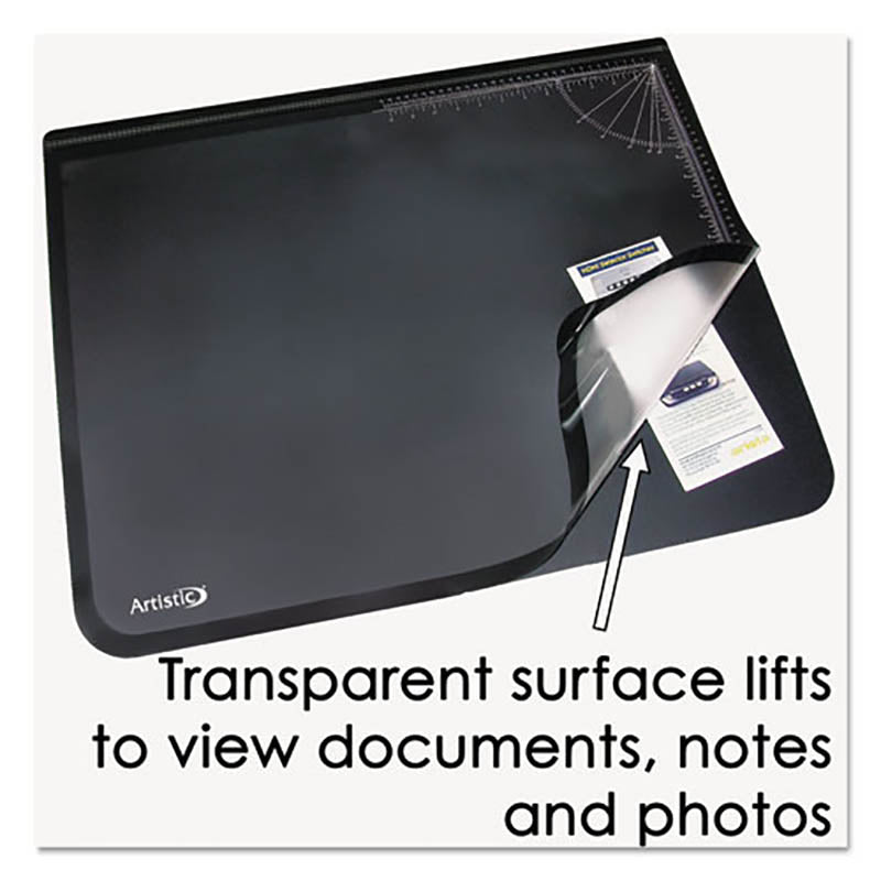 Premium Black Desk Pad with Clear Overlay Protector - Non-Slip Writing Surface for Office, Home & Gaming Desks - Perfect for Work, Study & Mouse Use