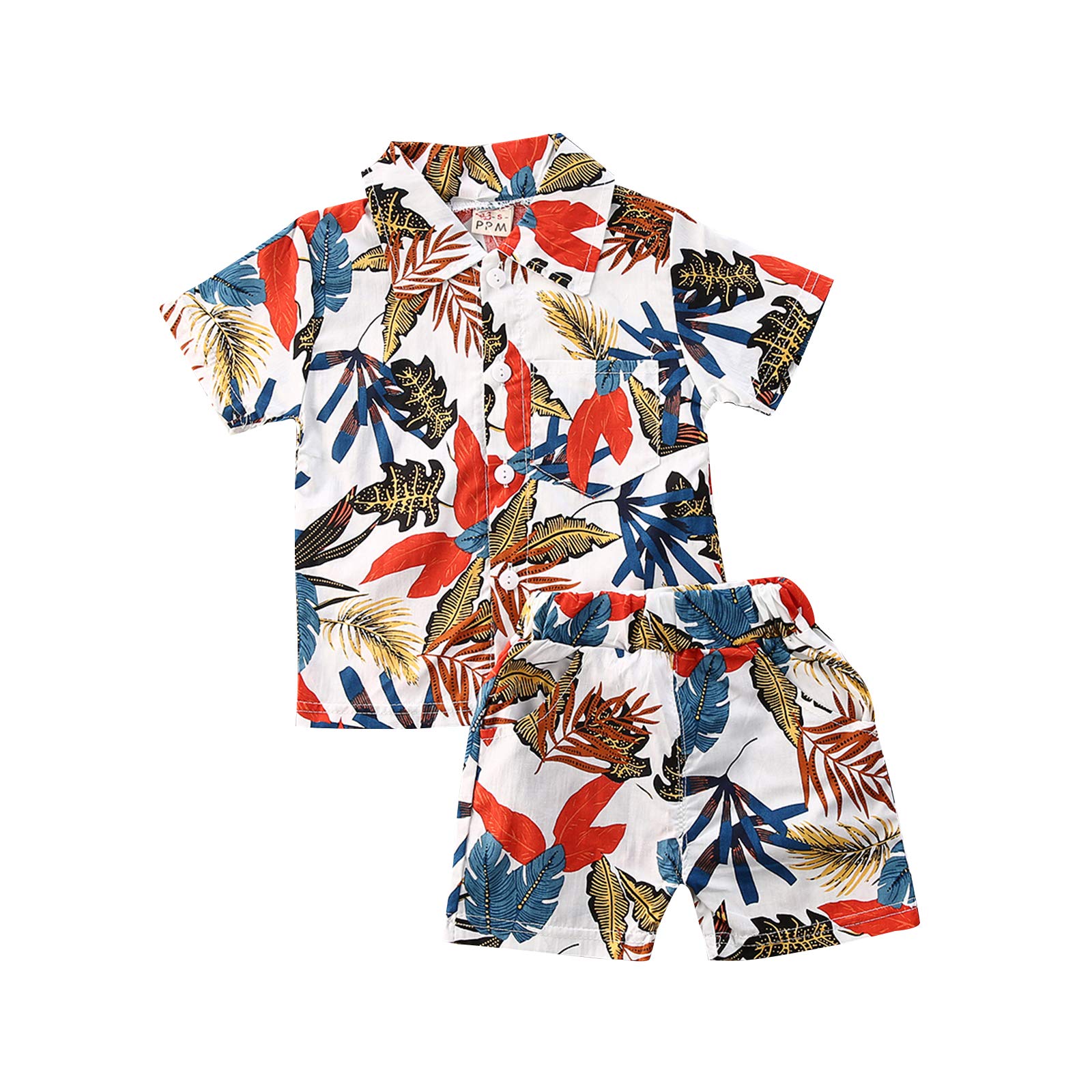 Boys Summer Shorts Set - Floral Shirt & Bermuda Shorts for Beach & Play