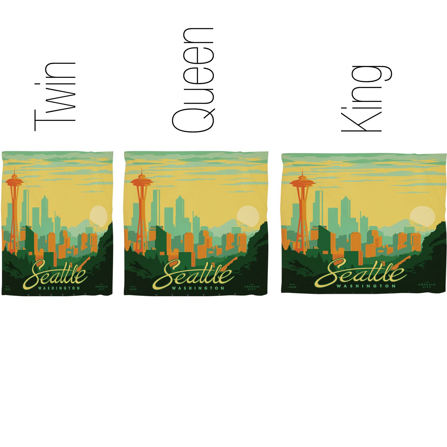 Deny Designs Anderson Design Group Seattle Duvet Cover Set - Twin/Twin XL Size - Vibrant Cityscape Bedding for Modern Bedrooms & Guest Rooms