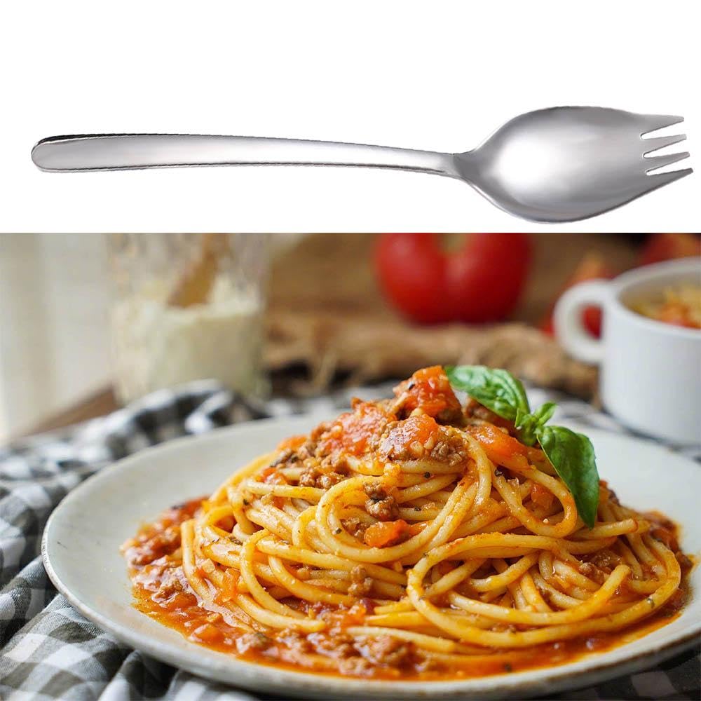 2 Pack Stainless Steel Sporks - 7.48/8.27 Inch Long Handle Reusable Utensils for Dessert, Ice Cream, Salad & Picnic | Perfect for Camping, Travel & Outdoor Dining
