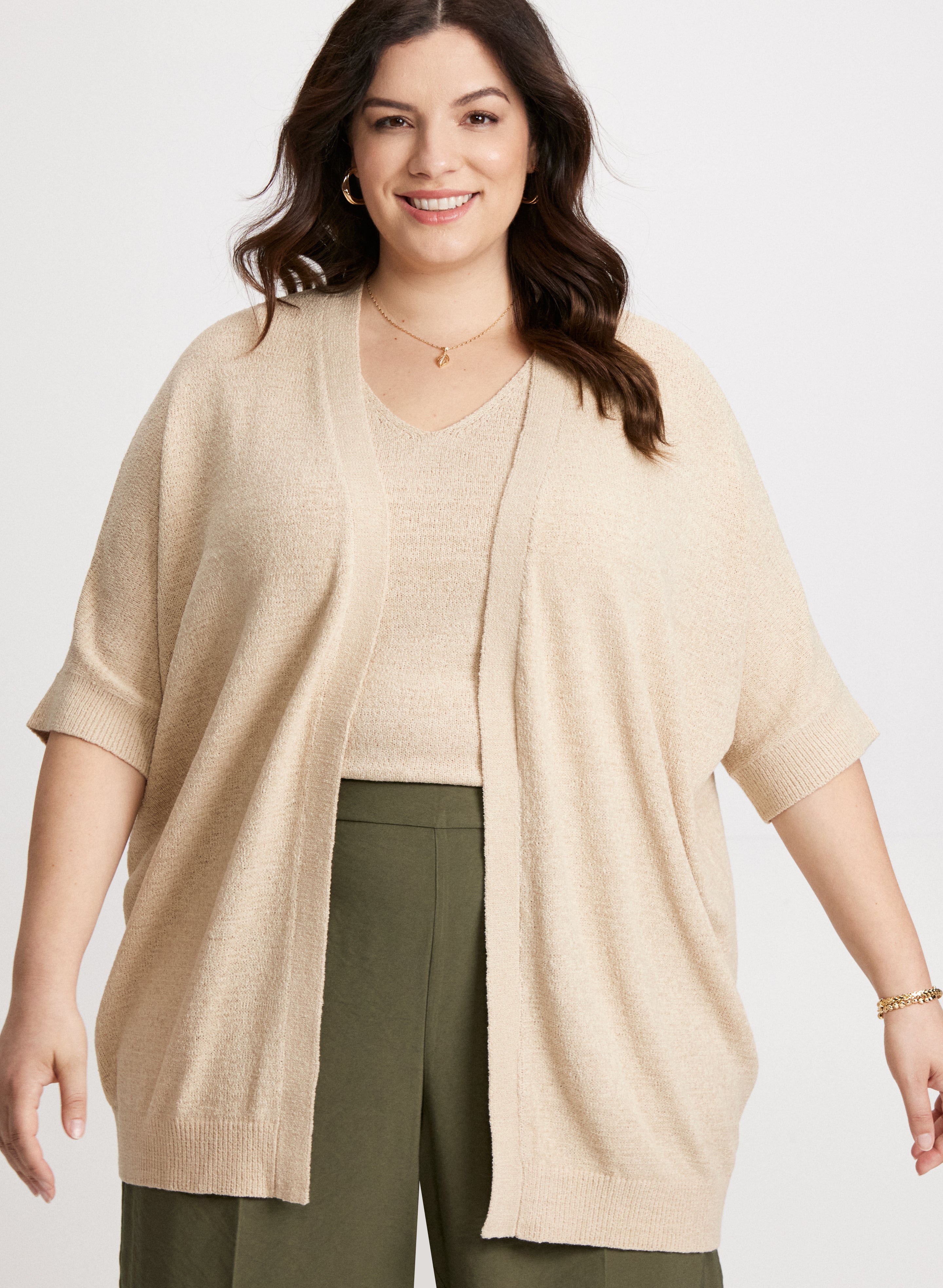 3/4 Sleeve Knit Cardigan for Women - Soft Lightweight Open Front Sweater - Perfect for Office, Date Night & Fall Layering