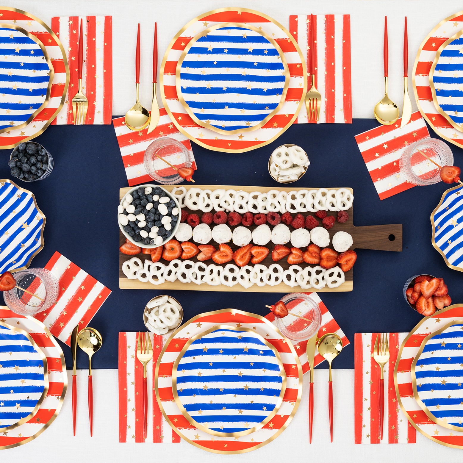 Patriotic Confetti Table Setting - Red White & Blue Party Decorations for 4th of July, Memorial Day, Independence Day Celebrations | Perfect for Outdoor BBQs, Picnics & Patriotic Events