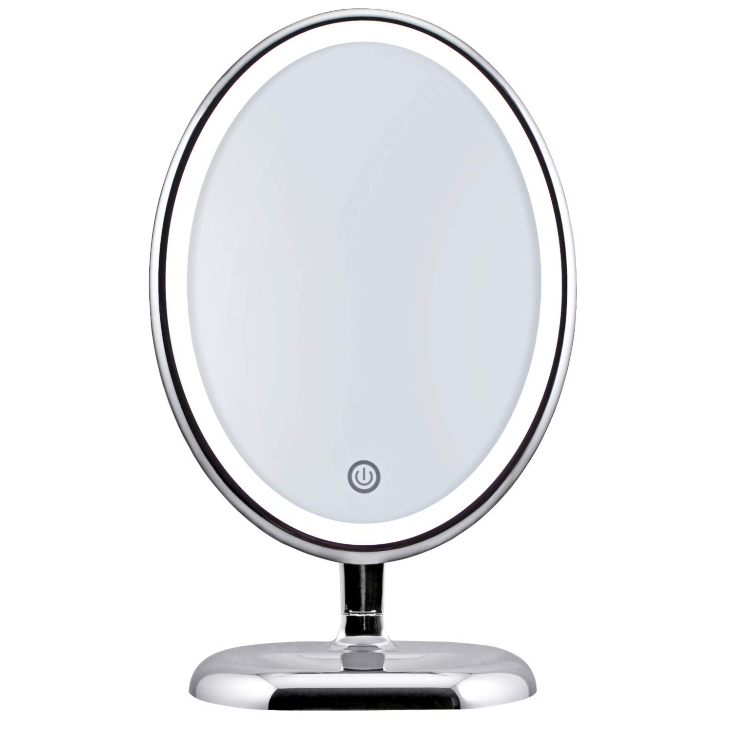 Oval LED Makeup Mirror with Lights - 10x Magnifying Vanity Mirror for Table Top, 360° Swivel Travel Mirror with Compact Design - Professional Beauty Makeup Mirror for Home, Salon & Travel Use