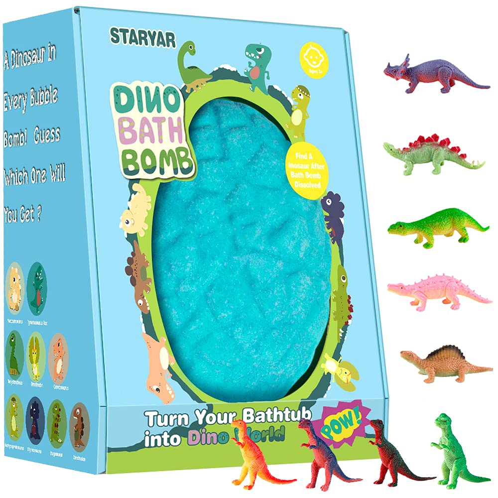 XXXL Dinosaur Egg Bath Bombs with Surprise Toys Inside - Fun Bubble Bath Toys for Kids, Birthday & Christmas Gift Set for Boys and Girls - Perfect for Relaxing Bath Time & Sensory Play