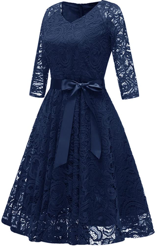 Origine Lei Women's V-Neck Half Sleeve Short Prom Dress - A-Line Lace Sash Party Gown for Homecoming, Cocktail, Wedding Guest & Special Occasions