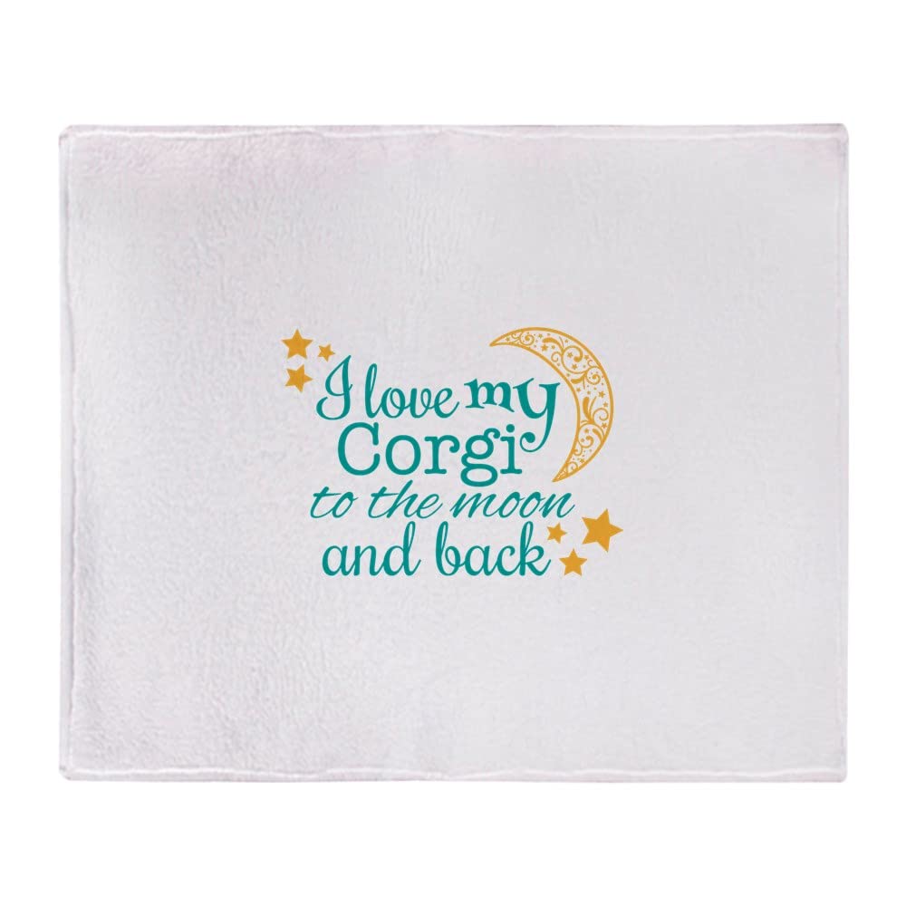 CafePress Corgi to The Moon Soft Fleece Throw Blanket - 60