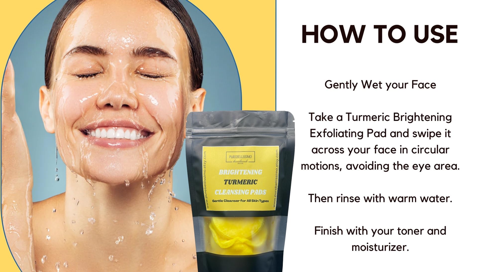 Turmeric Kojic Acid Brightening Face Pads - Exfoliating & Cleansing Pads for Dark Spots, Acne & All Skin Types (20 Count) - Gentle Daily Skincare for Brighter, Even-Toned Complexion