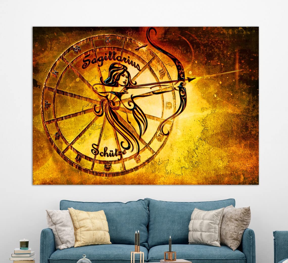 Sagittarius Zodiac Sign Canvas Wall Art - Handmade Astrology Print for Home Decor, Birthday Gift for Sagittarius - Perfect for Bedroom, Living Room & Office Decor