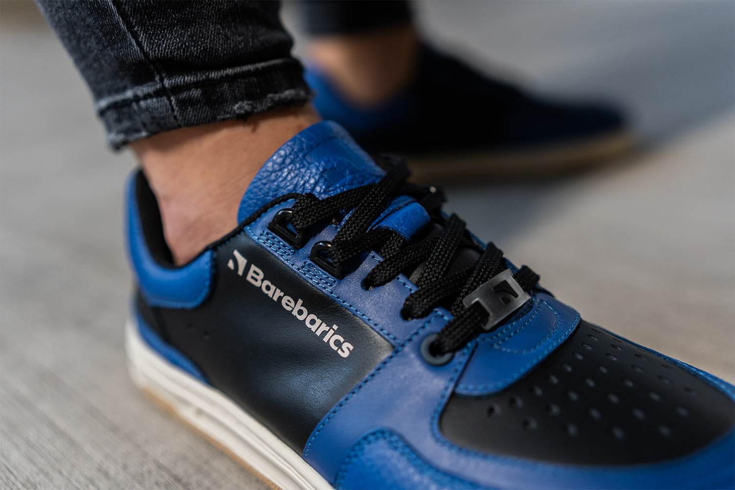 Barefoot Sneakers for Men & Women - Barebarics Wave Black & Blue Minimalist Shoes | Lightweight, Flexible & Comfortable for Running, Walking & Everyday Wear