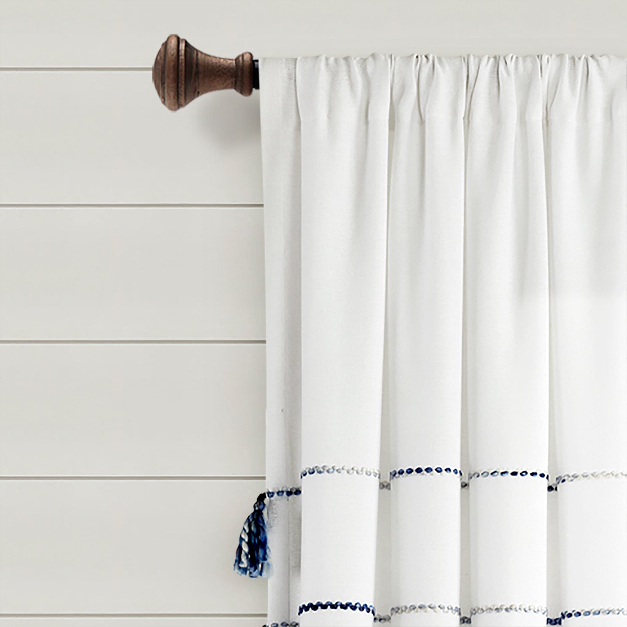 Farmhouse Boho Stripe Woven Tassel Window Curtains - Yarn Dyed Recycled Cotton Blend Panel Set (2 Pack) for Living Room, Bedroom & Dining Room Decor