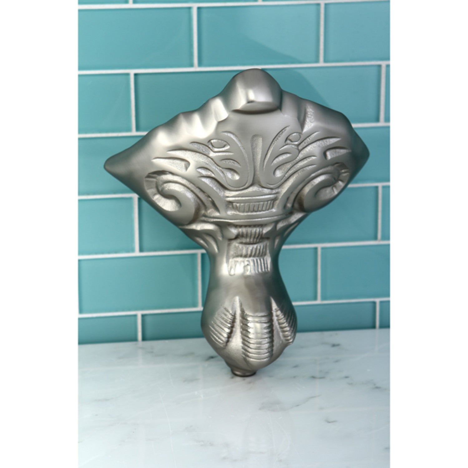 Aqua Eden VCTNB8 4-Piece Eagle Claw Cast Iron Bathtub Feet Set in Brushed Nickel Finish - Perfect for Vintage & Modern Bathroom Renovations
