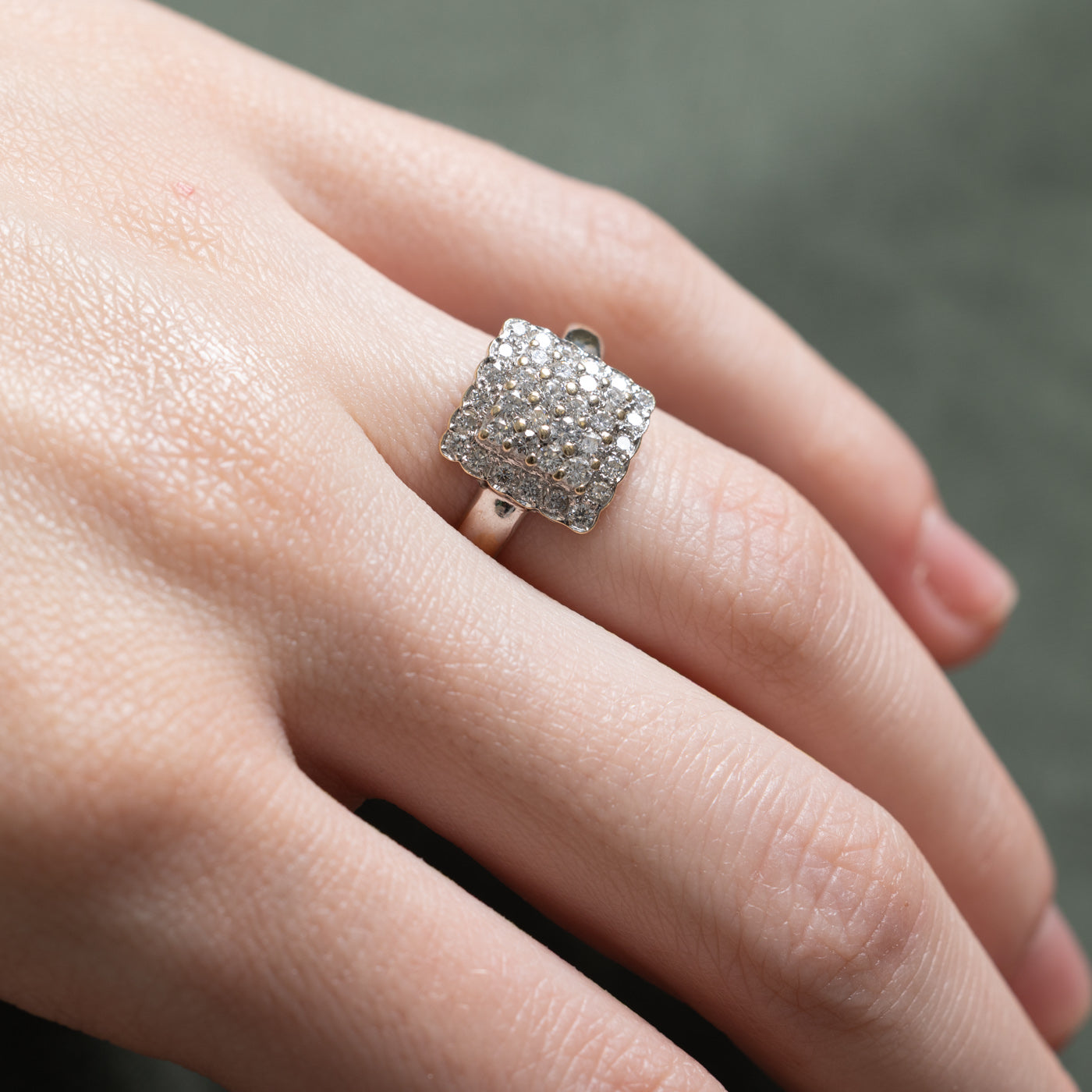 0.73ctw Diamond Square Cluster Ring - Size 6 | Elegant Wedding, Engagement & Anniversary Jewelry Gift for Women