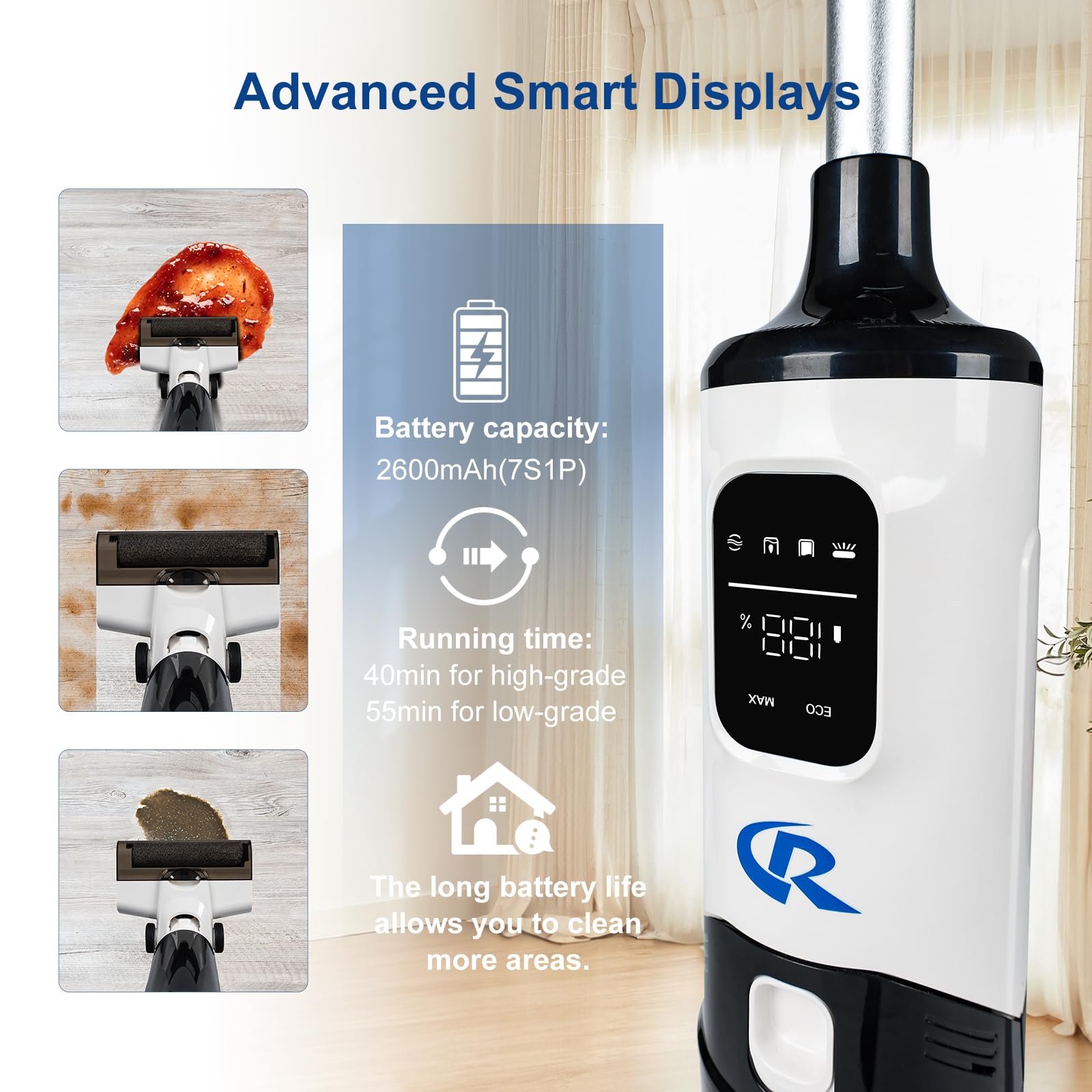 Best Cordless Wet Dry Vacuum Cleaner and Mop Combo - 2-in-1 Smart Vacuum Mop for Hard Floors with Power-Lifting Suction & LED Display - Perfect for Pet Hair, Family Homes & Gifts (Ideal for Quick Cleaning, Spills, and Daily Floor Maintenance)