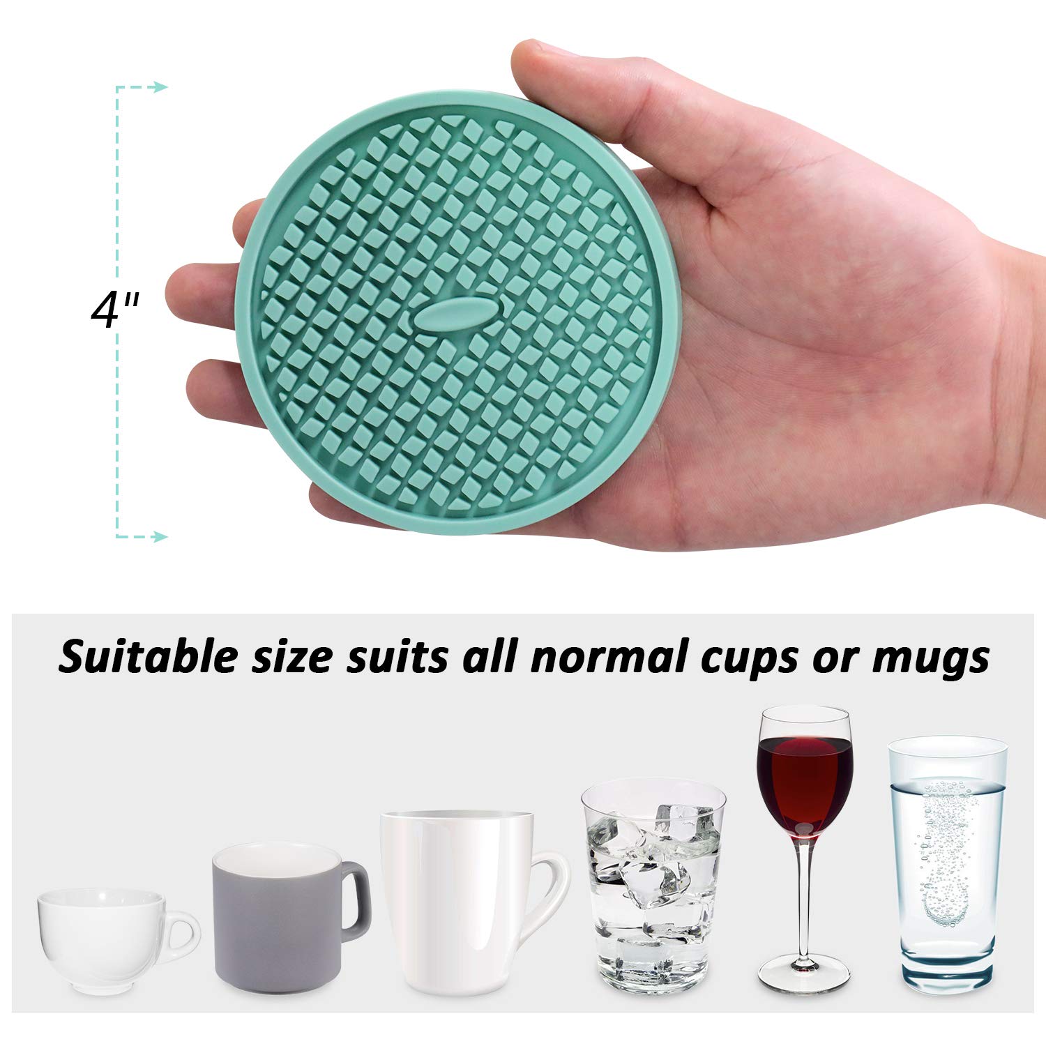 ME.FAN Premium Silicone Coasters Set of 6 - Thickened Non-Slip Drink Coasters with Holder - Waterproof Cup Mats for Coffee, Wine & Beverages - Protect Tables from Stains & Heat Damage (Navy Blue) - Perfect for Home, Office, Party & Outdoor Use