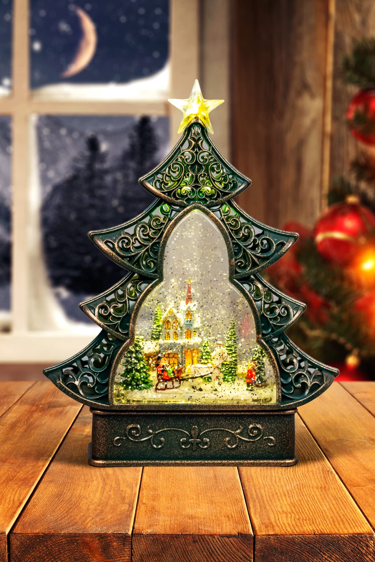 Christmas Nativity Scene Snow Globe with Swirling Water, Glitter & Music - LED Light Up Holiday Decor for Home, Office, Tabletop - Perfect Christmas Gift for Family & Friends (Ideal for Mantel Decor, Party Centerpiece & Seasonal Festivities)