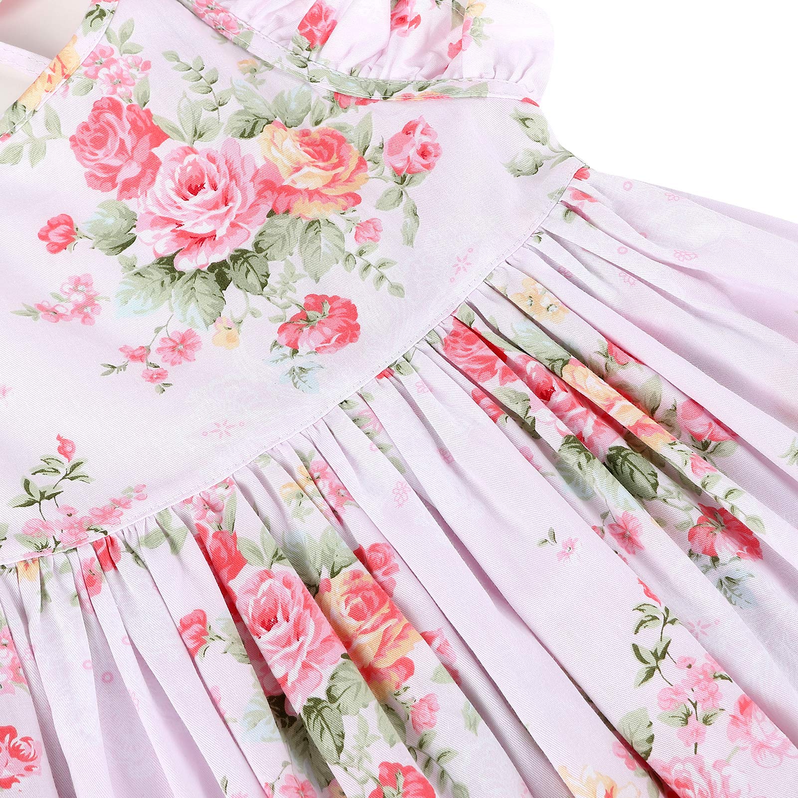 Girls' 2T-14 Floral Cotton Sundress - Casual Summer & Fall Dresses for Kids - Perfect for Playdates, Beach Outings, and Family Photos