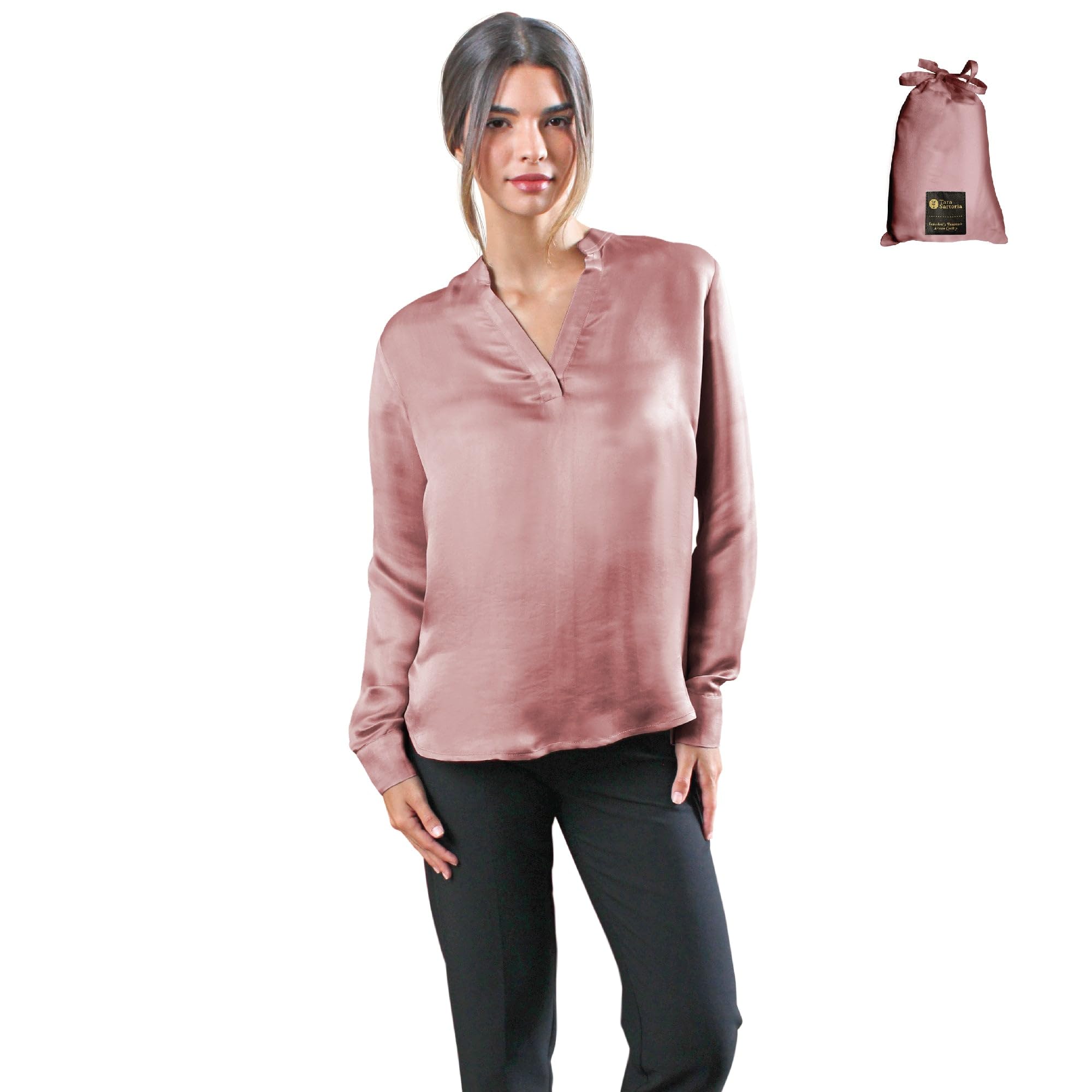 Luxury Artisan Silk Blouse Tunic for Women - Long Sleeve Pure Silk Shirt - Elegant & Comfortable for Office, Party & Special Occasions
