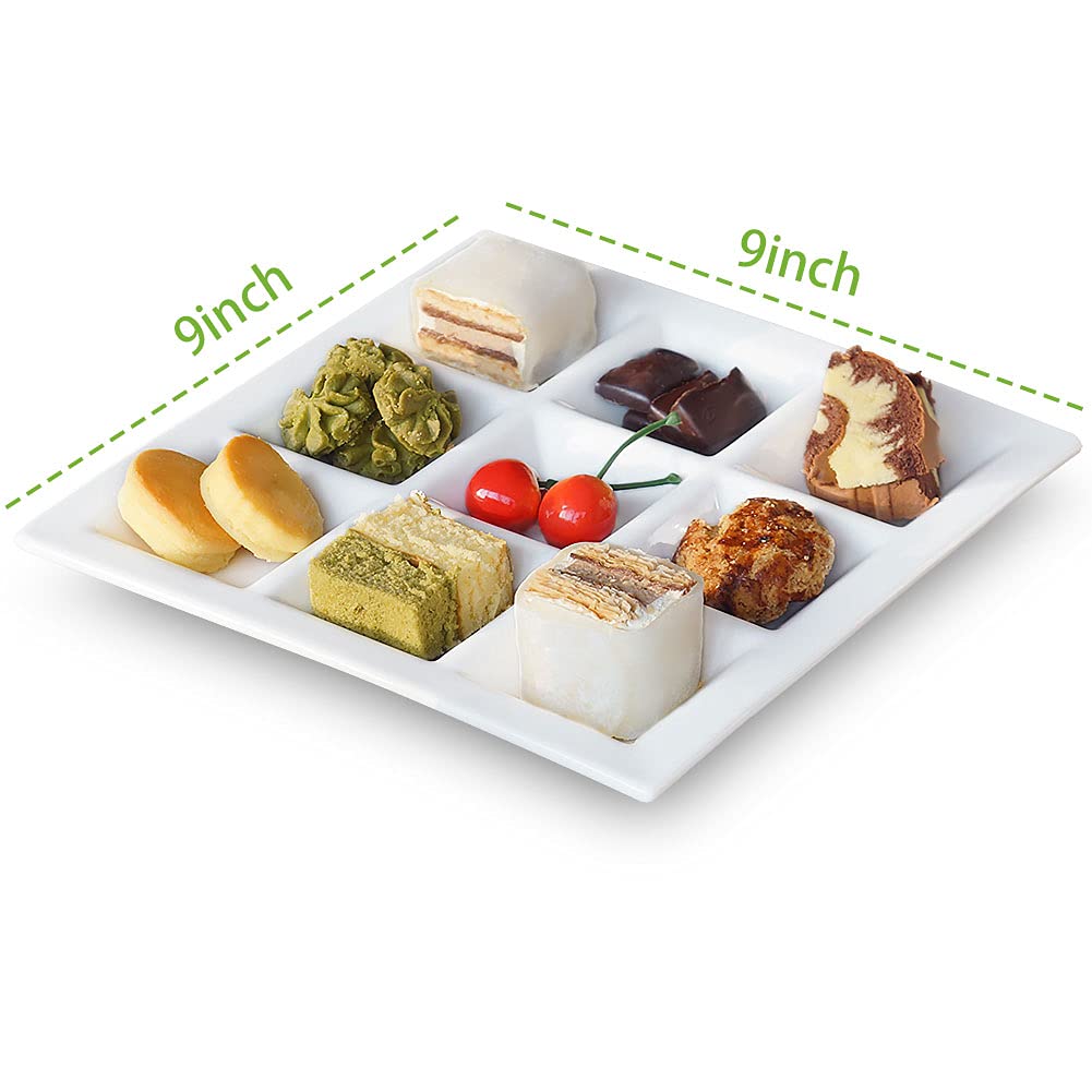 **Premium Ceramic Divided Plates - 4 Compartment Rectangular Serving Dishes for Dinner, Salad, Snacks & Sauces | Elegant Quadrant Shaped Pigment Tray for Home, Restaurant & Party Use**