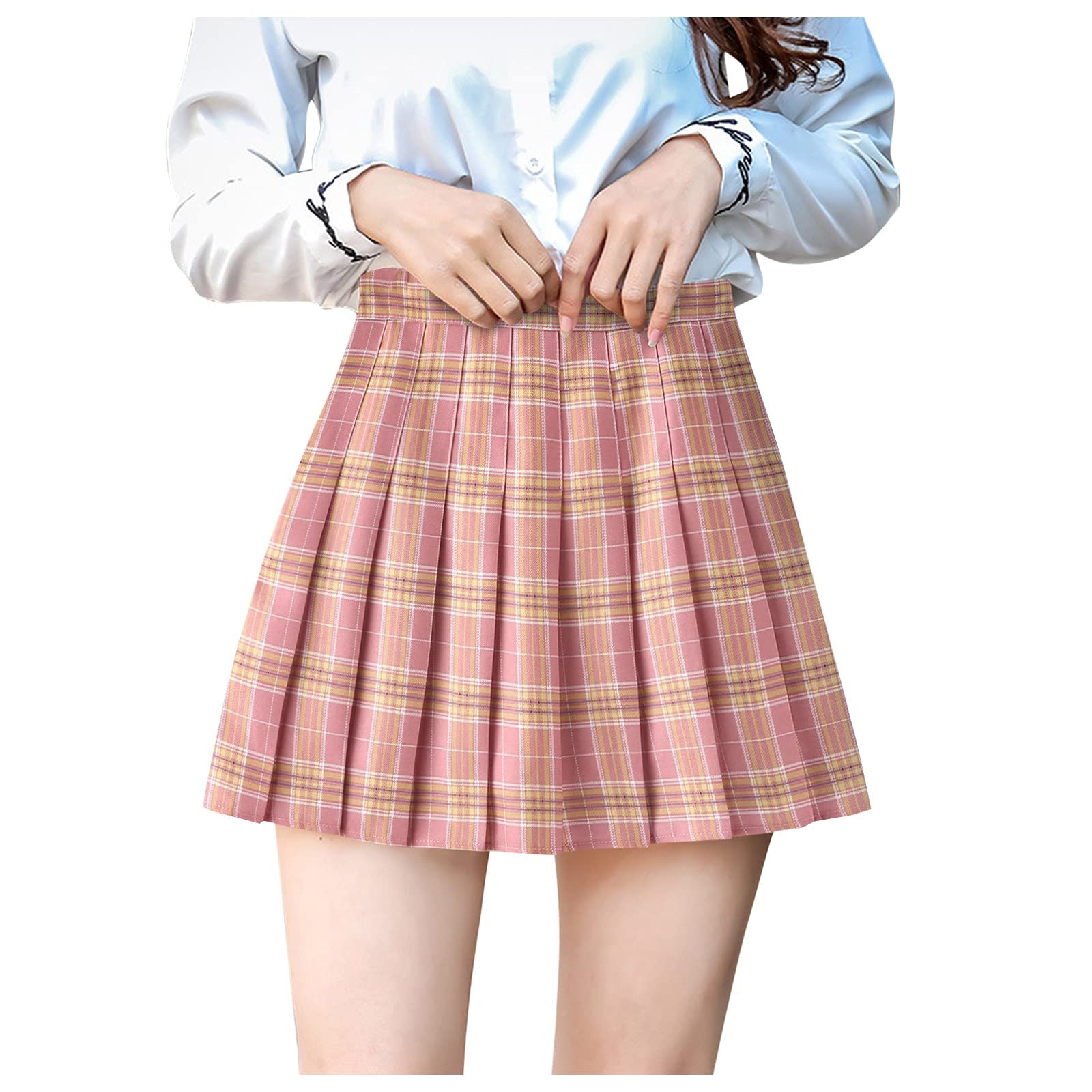 Women's A-Line High Waist Pleated Printed Culottes Skirt - Flowy Summer Casual & Night Out Skirt in Pink | Perfect for Parties, Dates & Beach Vacations