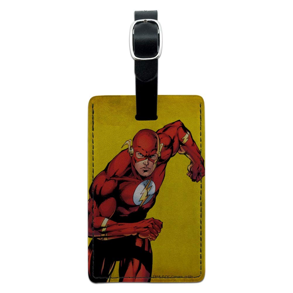 The Flash Superhero Rectangle Leather Luggage Tag - Personalized Suitcase ID Tag for Carry-On Bags - Perfect for Travel, Cosplay & DC Comics Fans