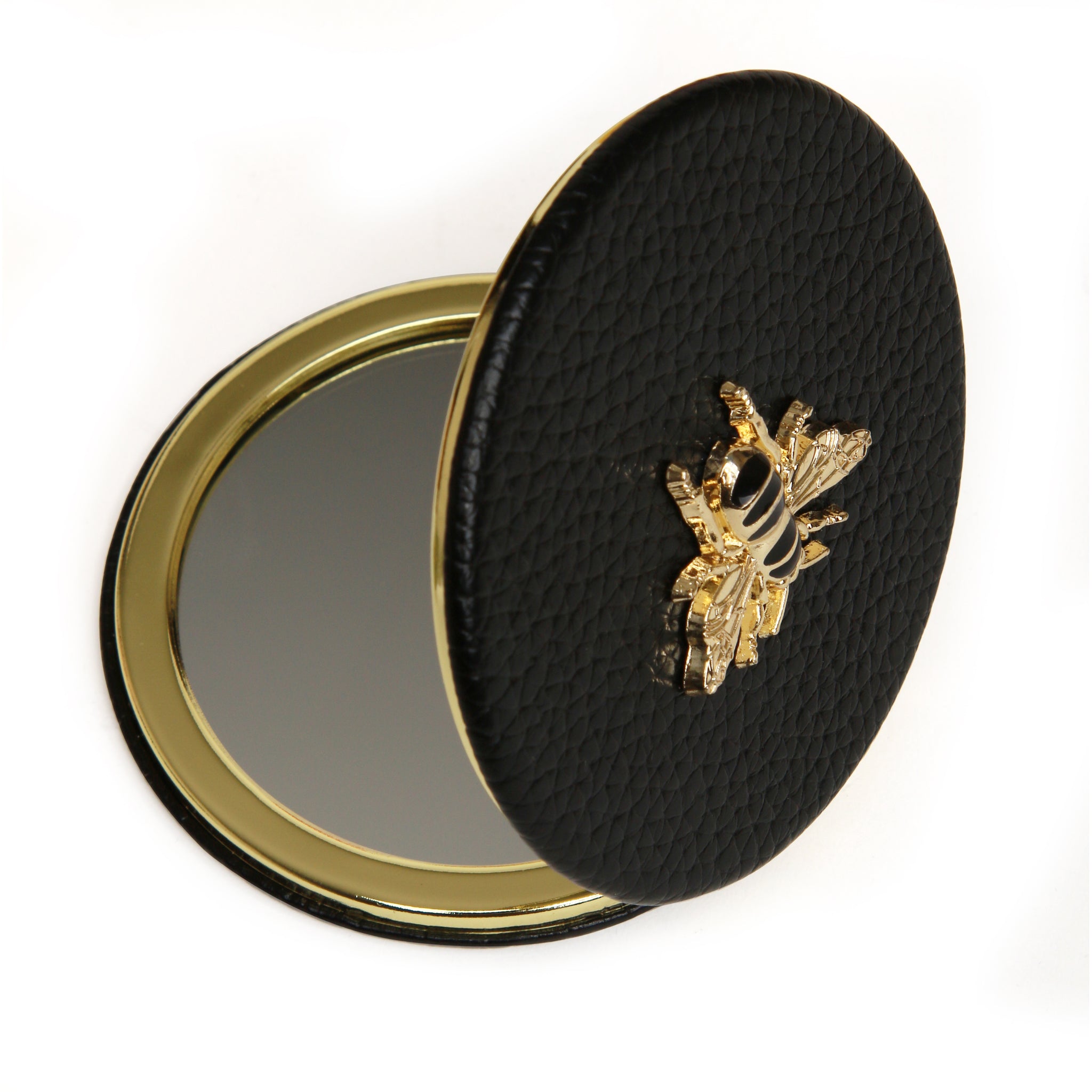 Alice Wheeler Compact Round Mirror - Black | Stylish & Portable Makeup Vanity Mirror for Home, Travel & Salon Use
