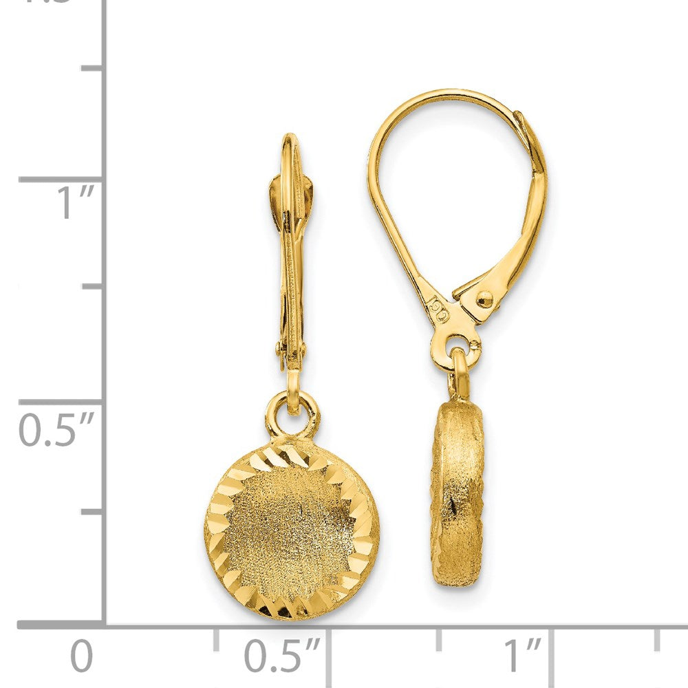 Gold Brushed and Polished Diamond Cut Circle Leverback Earrings SF2242 - Elegant Dangle Earrings for Women, Perfect for Weddings, Parties, and Special Occasions
