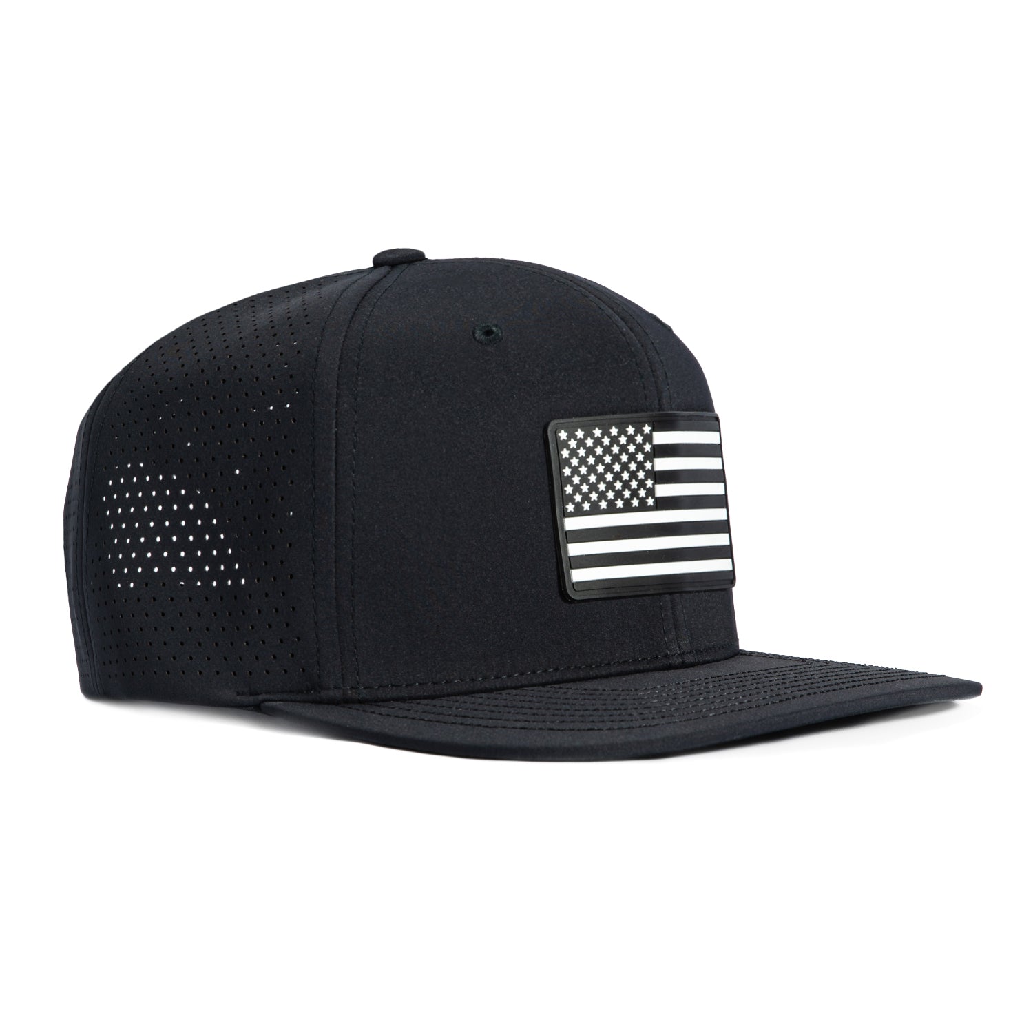 Branded Bills Old Glory Elite Snapback Hat - Black Adjustable Baseball Cap for Men & Women - Perfect for Sports, Casual Wear & Patriotic Events