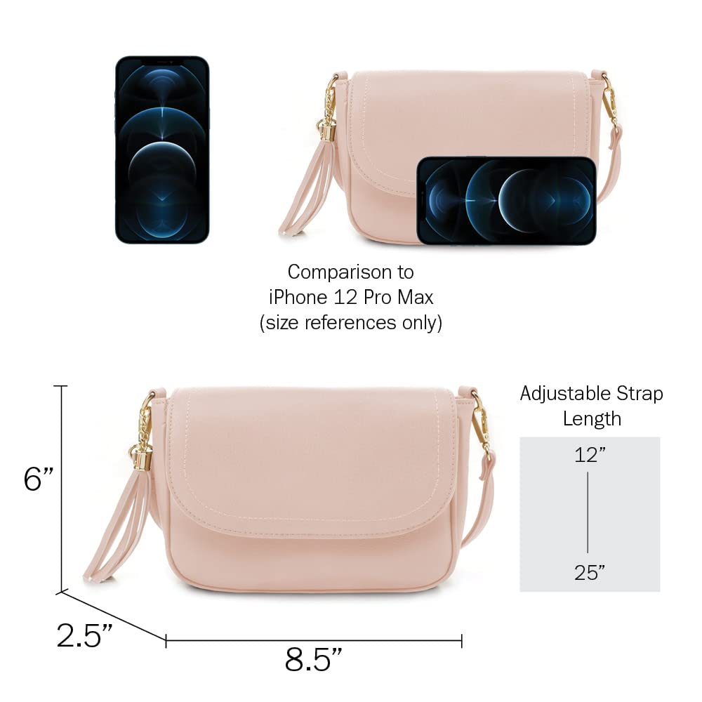 EVVE Vegan Leather Crossbody Bag for Women - Trendy Flap Saddle Purse with Tassel, Perfect for Daily Use & Travel