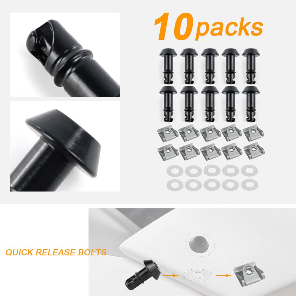 Xitomer 19mm Quick Release Fasteners - Universal Fit for Race Fairings & Motorcycle Bodywork (Black)