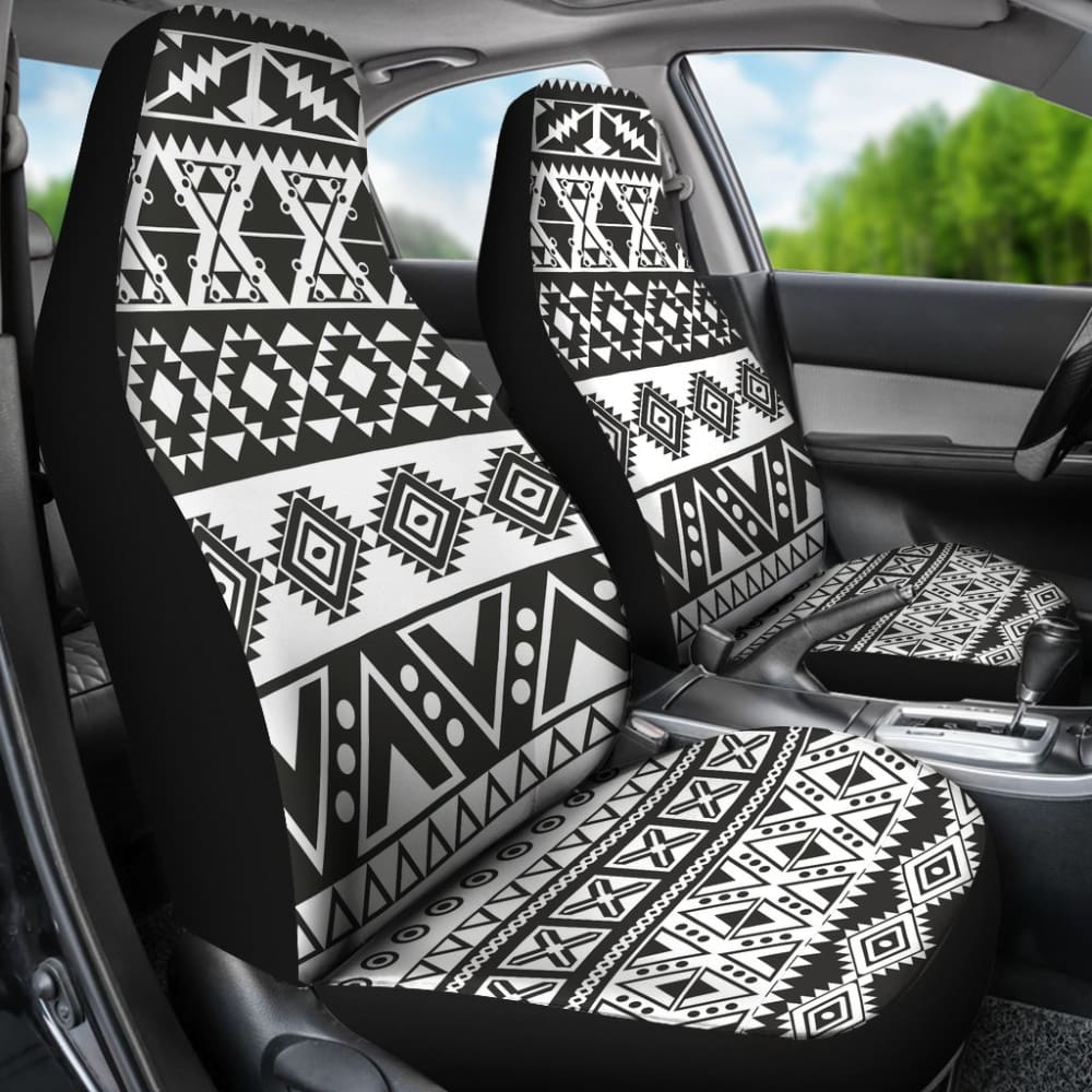 Aztec Pattern Black and White Car Seat Cover - Universal Fit for Cars, Trucks & SUVs - Stylish & Durable Protection for Home, Office or Travel Use